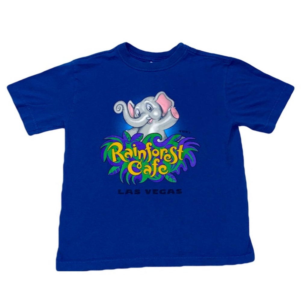 VTG 1990s Blue Rain Forest Cafe Graphic Tee 🐘